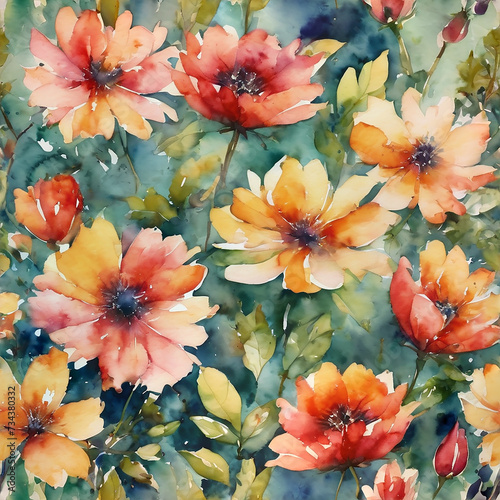 Seamless watercolor floral patterns