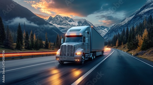 commercial truck blurs by, embodying Truck Transportation logistics with its emphasis on cargo speed, highway transit, delivery efficiency, and superior truck transportation logistics