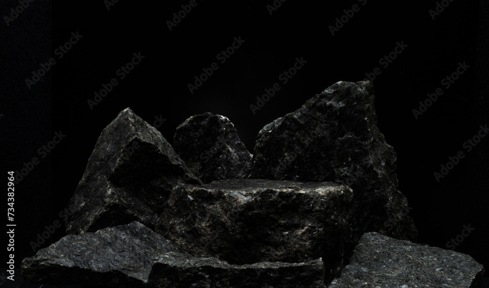 black stones on a dark background in a composition for the podium
black stones on a dark background in a composition for the podium
