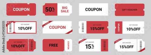 Coupon promotion illustration set. Discount coupon, gift voucher, coupon book.Eps 10 