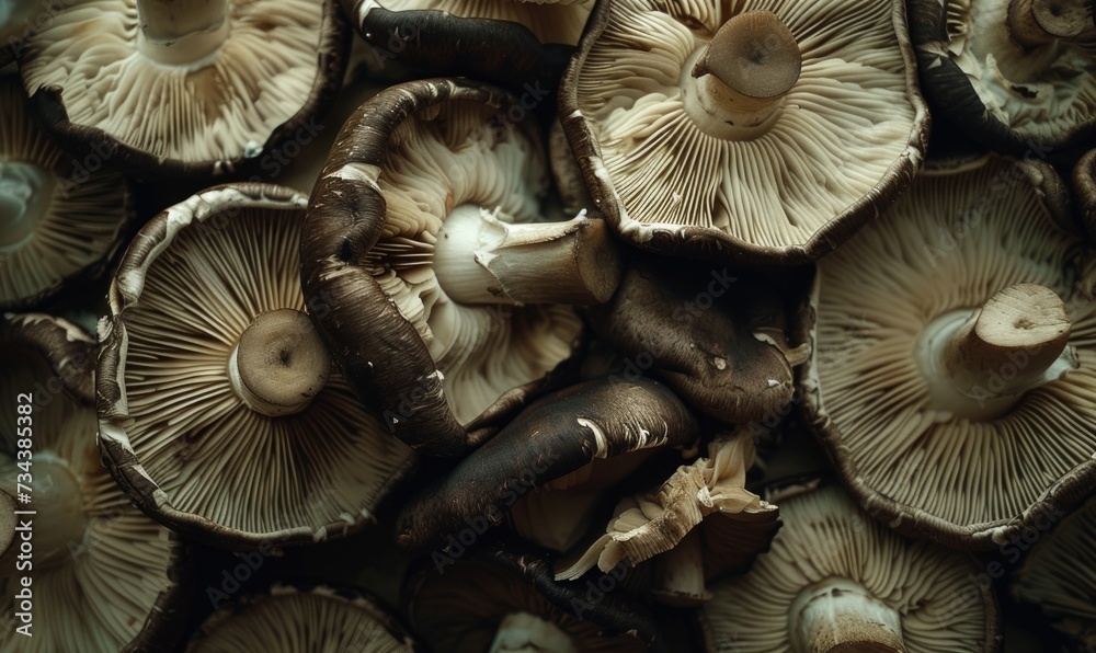 Mushrooms in the forest, close-up, macro photography