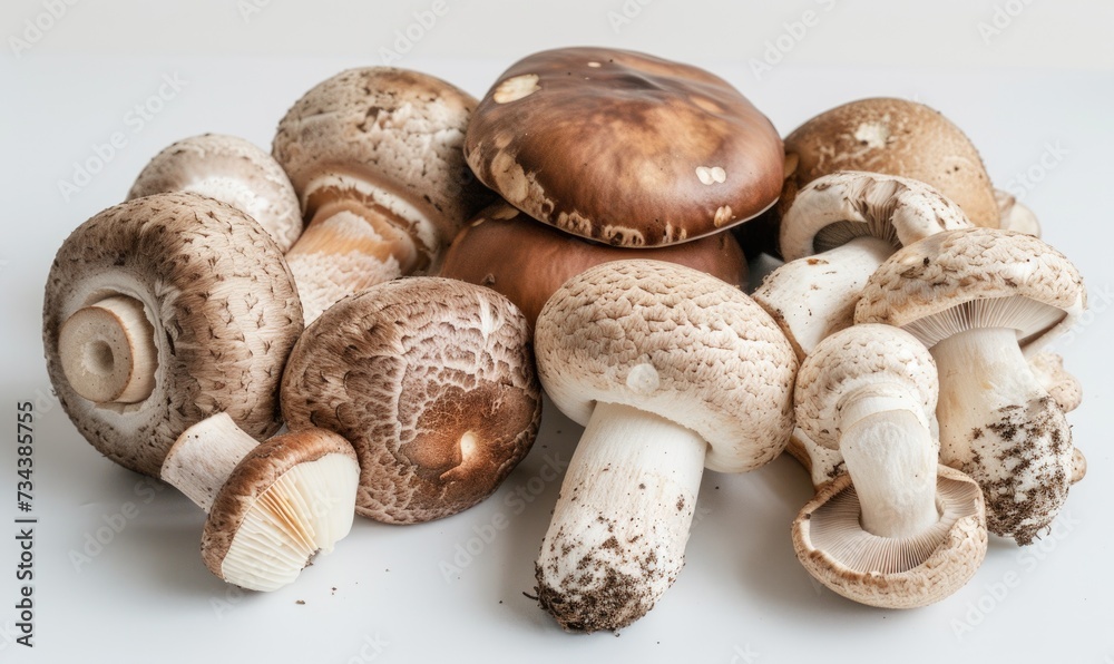 Shiitake mushrooms on a white background, close-up Shiitake mushrooms on a white background, close-up