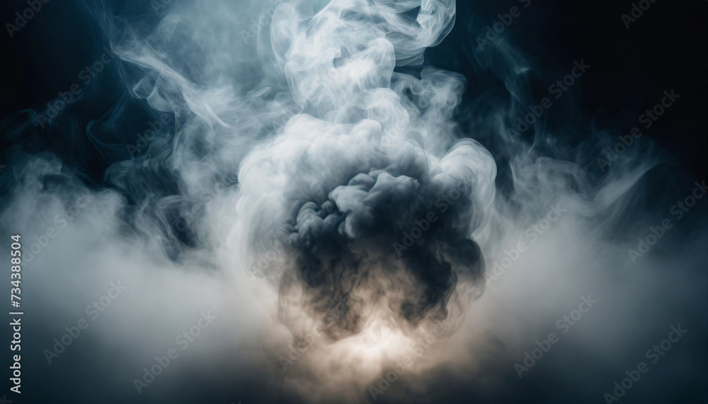 Naklejka premium Explosive smoke emanates from empty space, creating a dramatic and eerie atmosphere