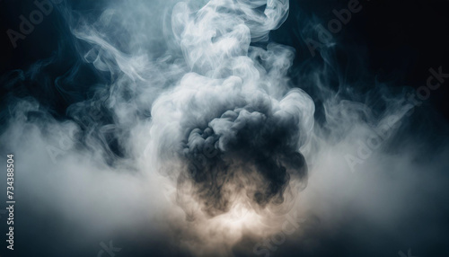 Explosive smoke emanates from empty space, creating a dramatic and eerie atmosphere