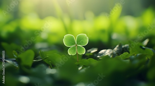 A green clover standing out amidst a field of clovers © JD
