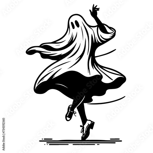 Dancing Ghost. Person in Ghost Costume at a Dance.