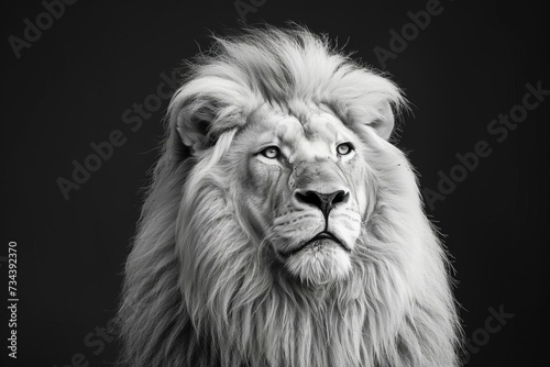 Regal portrait of a majestic lion with a commanding presence. the king of the jungle exuding power and dignity © Bijac