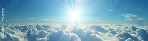 Breathtaking Above Clouds View with Radiant Sun