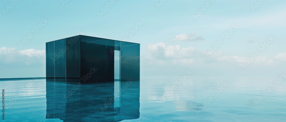 Reflective Cube Structure by Serene Infinity Pool