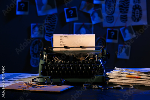 Retro typewriter, handcuffs...