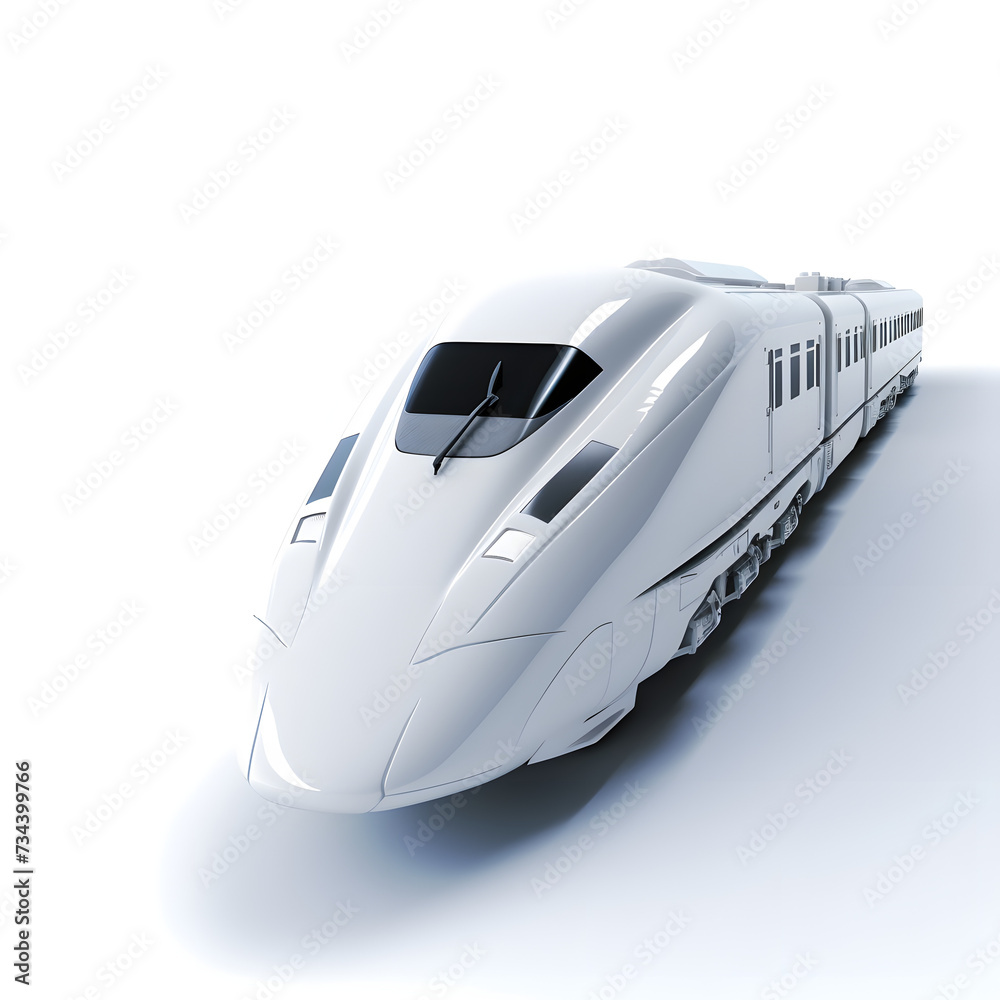 silver high speed train model in motion on the railway	