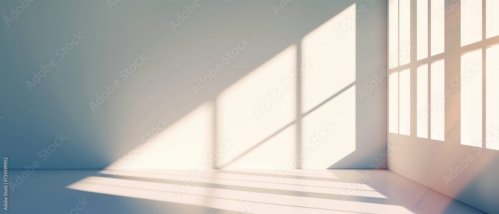 Minimalistic Modern Room with Sunlight and Shadows Minimalistic Modern Room with Sunlight and Shadows