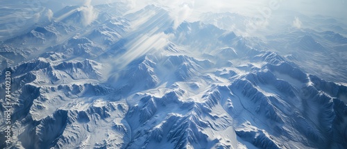 Breathtaking Aerial View of Snowy Mountain Peaks