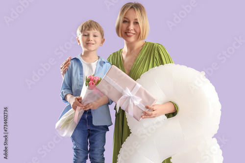 Little boy with his mother ...