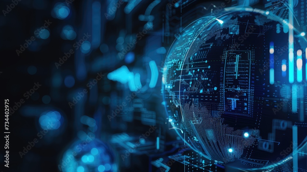 Obraz premium Futuristic Digital World Network Connectivity Background