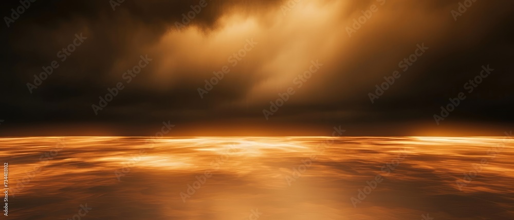 Golden Sky Over Rippling Liquid Landscape