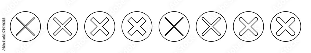 Close icon set vector. Delete sign and symbol. cross sign