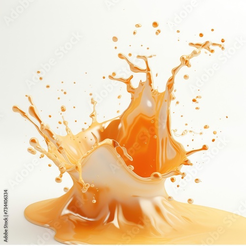 Dynamic Orange Juice Splash on White Background