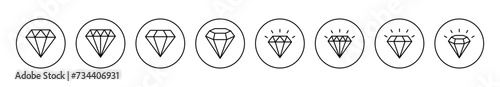 Diamond icon set vector. diamond gems sign and symbol