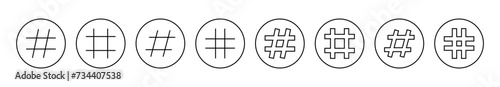 Hashtag icon set vector. hashtag sign and symbol