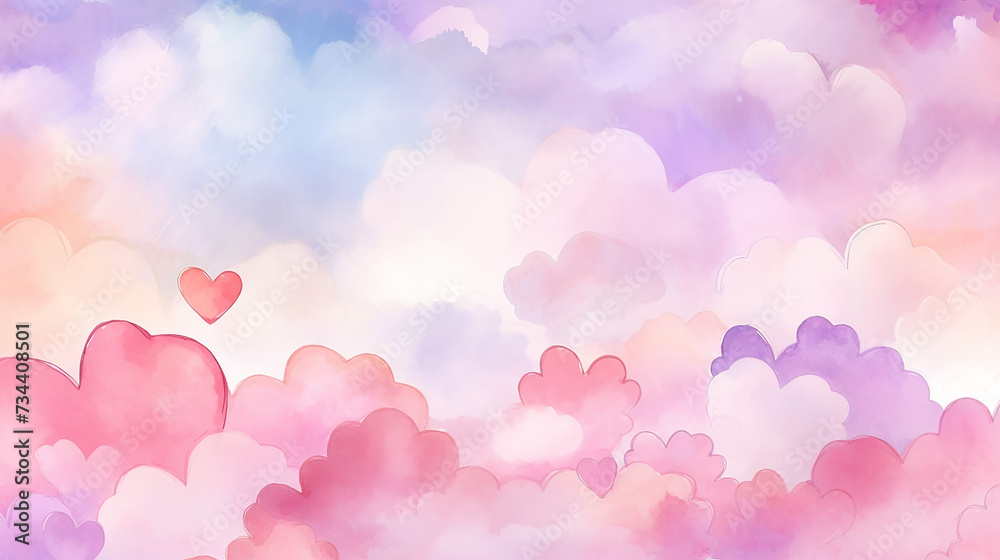 Abstract multicolored love for valentine's day watercolor background illustration
