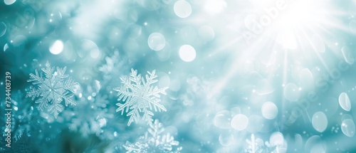 Glistening Snowflakes with Radiant Light Burst