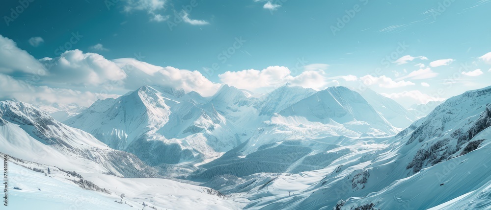 Breathtaking Snowy Peaks Under a Clear Blue Sky