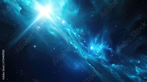 Ethereal Blue Nebula and Stars Background © evening_tao