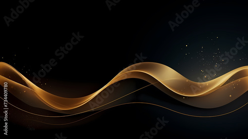 Luxurious and futuristic golden empty stage, golden particles background in stage shape