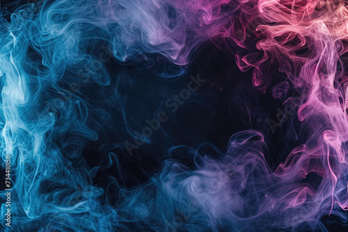 Vibrant Neon Smoke Frame Effect for Photo Overlays - Ethereal Neon Colors and Smoky Textures. Generated AI.