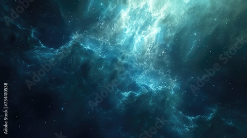 Ethereal Blue Nebula in Deep Space