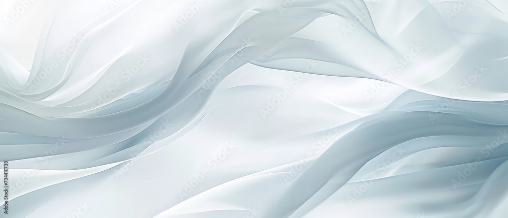 Elegant Abstract Silk Fabric Waves on White