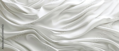 Luxurious White Satin Fabric Waves Texture