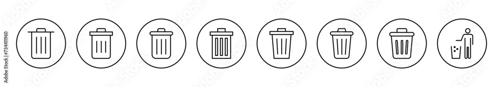 Trash icon set vector. trash can icon. delete sign and symbol.