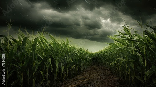rural corn field in storm photo