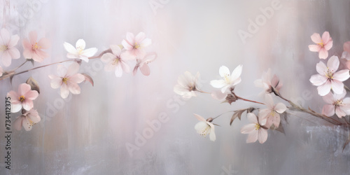 Spring background with muted color flowers photo