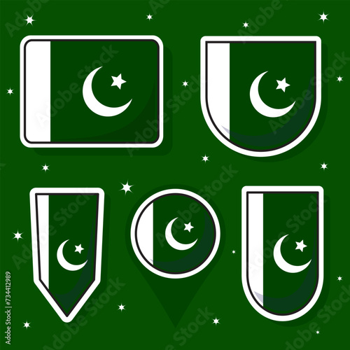 Pakistan national flag cartoon vector illustration bundle packs