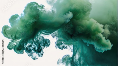 Abstract Green smoke on white background