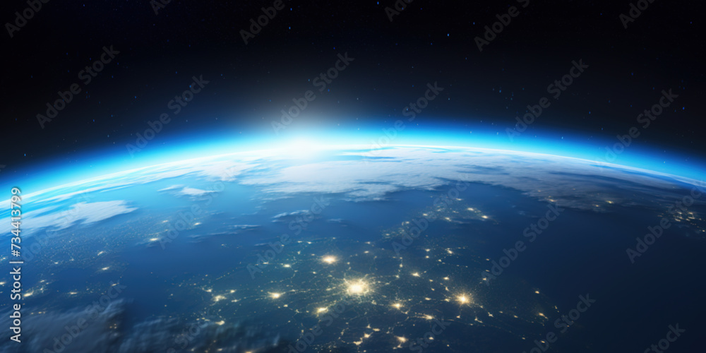 Earth view from outer space background