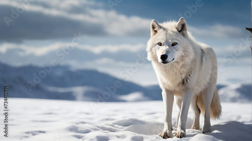white wolf in winter