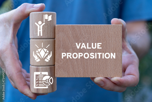 Value proposition business concept. The benefits of product or service to customers. Marketing and sales strategies, capturing customer attention and drive sales form competitive advantage.