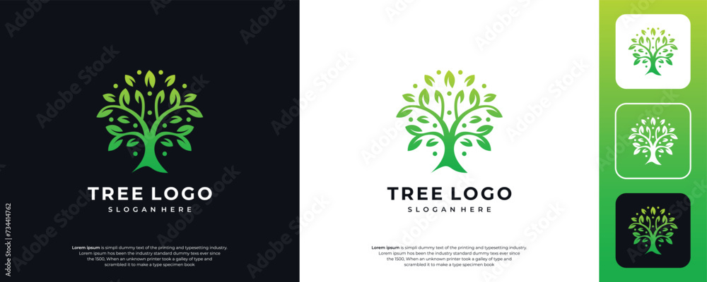 tree with green leaves Logo, symbol, icon, illustration, vector, template, design