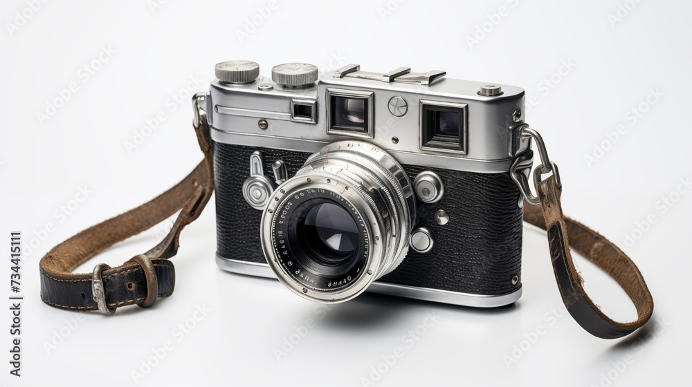 Vintage Film Camera with Leather Strap and Manual Controls