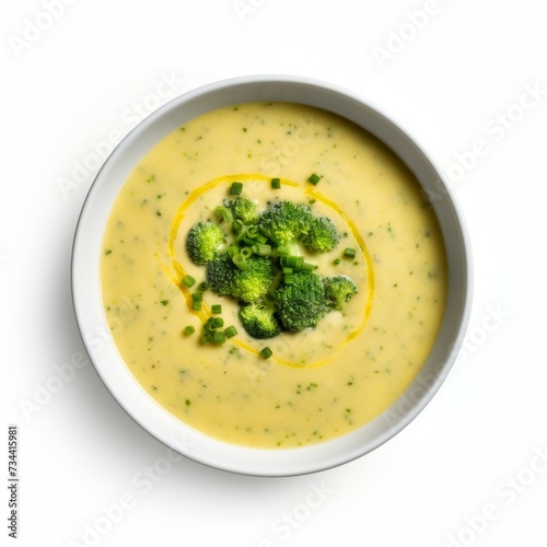 Broccoli soup closeup isolated on white background