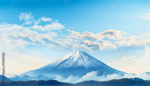Majestic mountain peak  snowcapped and tranquil  in Japanese autumn generated by AI