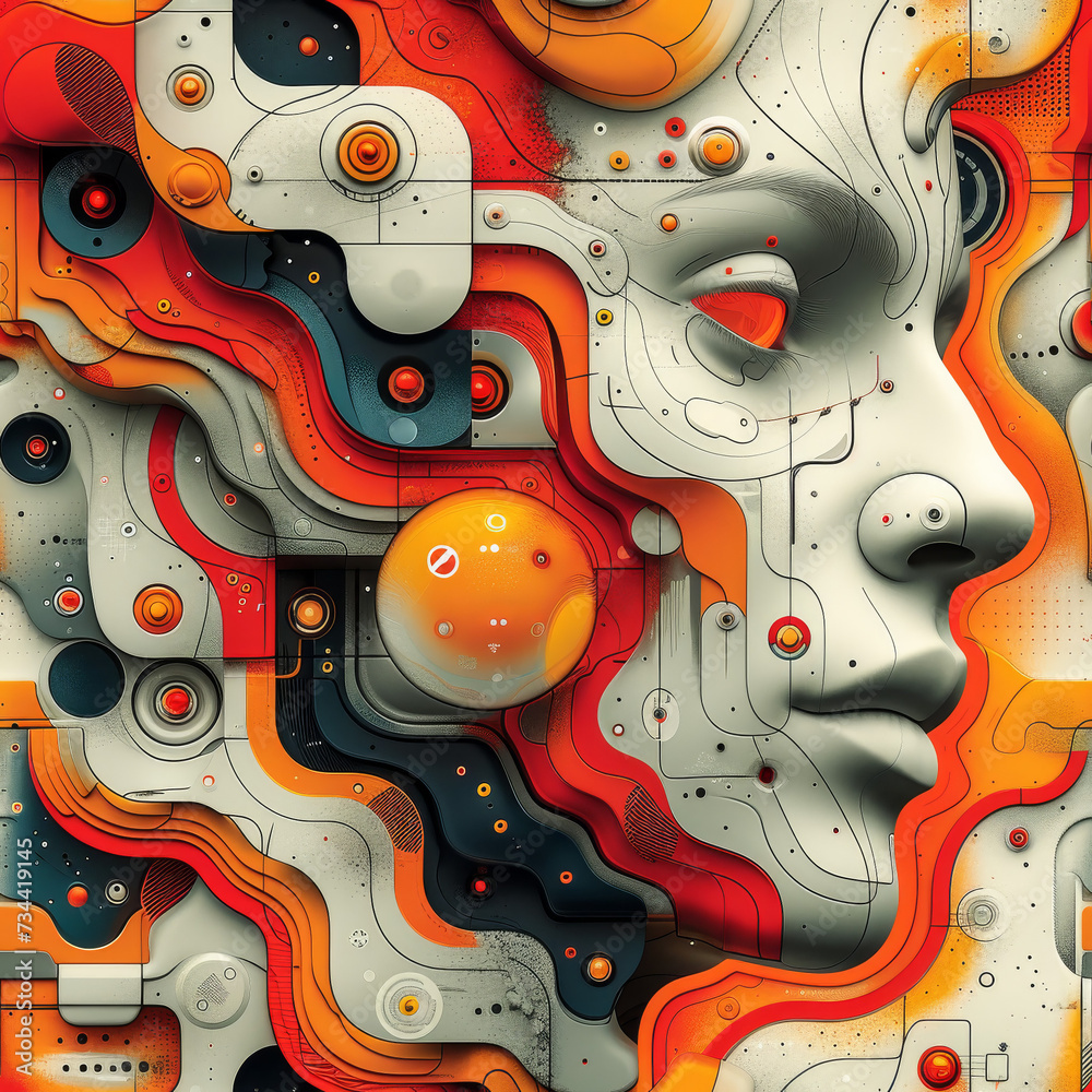 digital women face as seamless tile, ai generated digital women face as seamless tile, ai generated