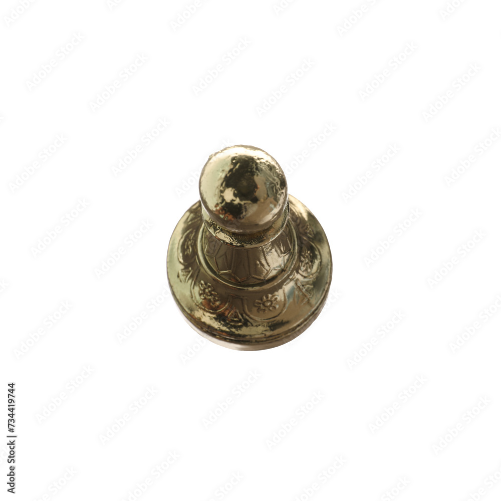 One golden chess pawn isolated on white One golden chess pawn isolated on white