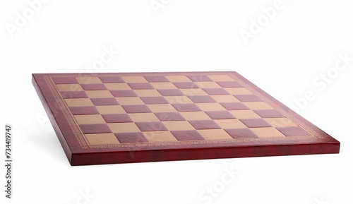 One wooden chess board isolated on white