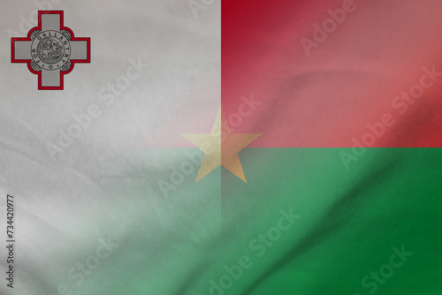 Malta and Burkina Faso national flag transborder contract BFA MLT photo