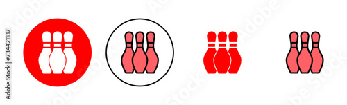 Bowling icon set illustration. bowling ball and pin sign and symbol.
